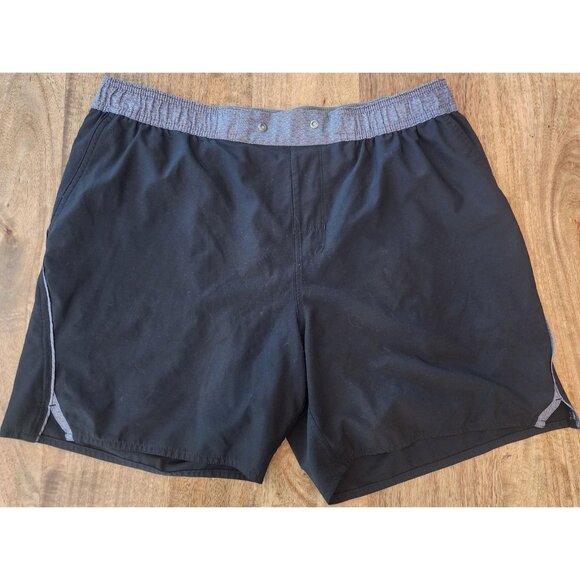 Vuori Banks Shorts Mens Large Black Gray Performance Hybrid Zip Back Pocket - Picture 1 of 11